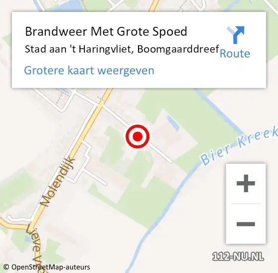 Locatie op kaart van de 112 melding: Brandweer Met Grote Spoed Naar Stad aan 't Haringvliet, Boomgaarddreef op 28 december 2018 06:34