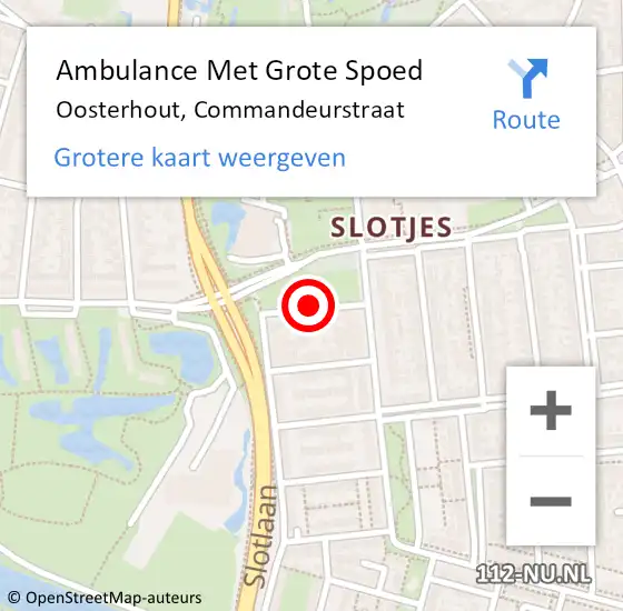 Locatie op kaart van de 112 melding: Ambulance Met Grote Spoed Naar Oosterhout, Commandeurstraat op 28 december 2018 07:12