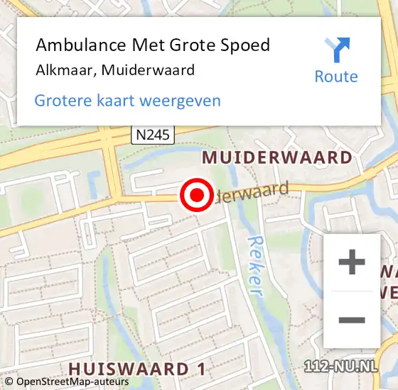Locatie op kaart van de 112 melding: Ambulance Met Grote Spoed Naar Alkmaar, Muiderwaard op 28 december 2018 07:38