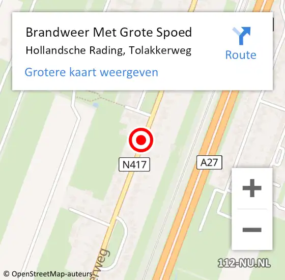 Locatie op kaart van de 112 melding: Brandweer Met Grote Spoed Naar Hollandsche Rading, Tolakkerweg op 18 maart 2014 22:33