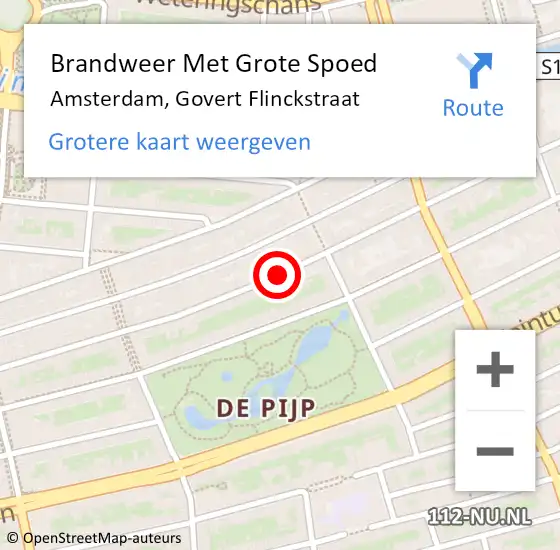 Locatie op kaart van de 112 melding: Brandweer Met Grote Spoed Naar Amsterdam, Govert Flinckstraat op 28 december 2018 10:25
