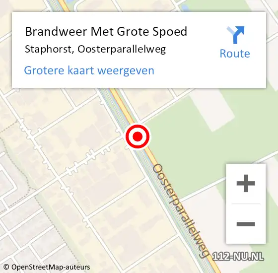 Locatie op kaart van de 112 melding: Brandweer Met Grote Spoed Naar Staphorst, Oosterparallelweg op 28 december 2018 10:53