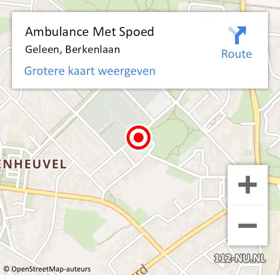 Locatie op kaart van de 112 melding: Ambulance Met Spoed Naar Geleen, Berkenlaan op 18 maart 2014 22:58