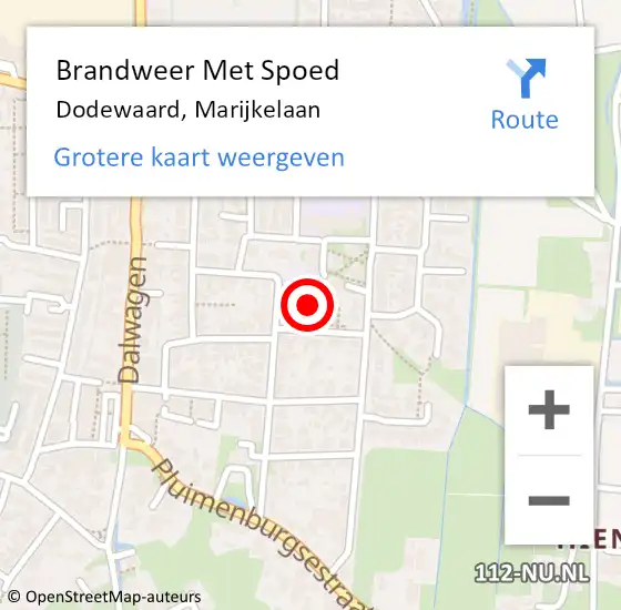 Locatie op kaart van de 112 melding: Brandweer Met Spoed Naar Dodewaard, Marijkelaan op 18 maart 2014 23:04