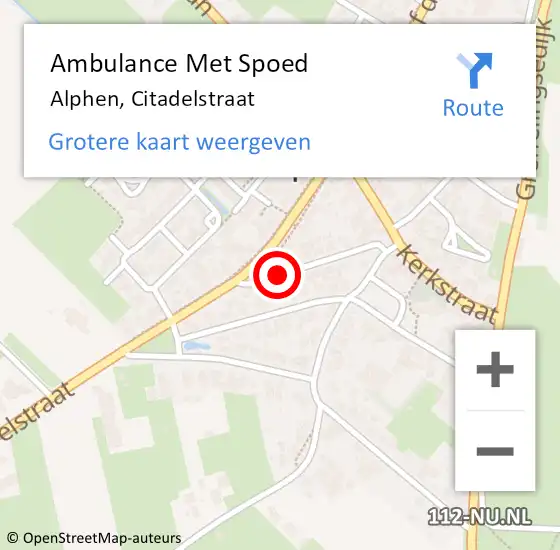 Locatie op kaart van de 112 melding: Ambulance Met Spoed Naar Alphen, Citadelstraat op 28 december 2018 13:26