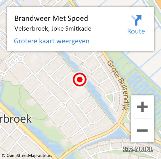 Locatie op kaart van de 112 melding: Brandweer Met Spoed Naar Velserbroek, Joke Smitkade op 28 december 2018 13:57