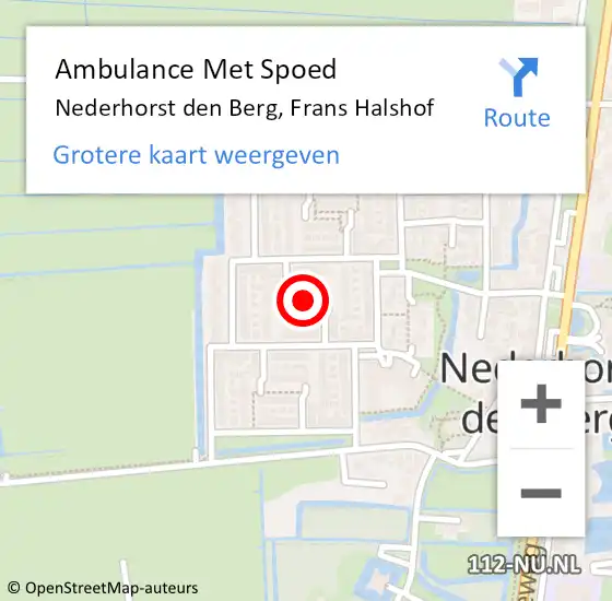 Locatie op kaart van de 112 melding: Ambulance Met Spoed Naar Nederhorst den Berg, Frans Halshof op 18 maart 2014 23:15