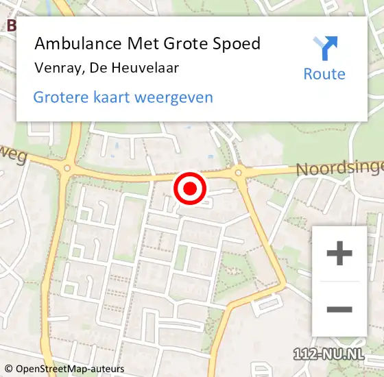 Locatie op kaart van de 112 melding: Ambulance Met Grote Spoed Naar Venray, De Heuvelaar op 18 maart 2014 23:16