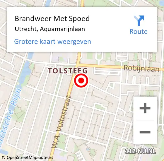 Locatie op kaart van de 112 melding: Brandweer Met Spoed Naar Utrecht, Aquamarijnlaan op 28 december 2018 15:47