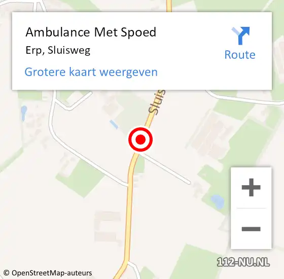 Locatie op kaart van de 112 melding: Ambulance Met Spoed Naar Erp, Sluisweg op 28 december 2018 15:51