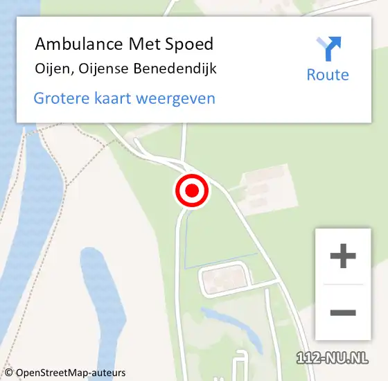 Locatie op kaart van de 112 melding: Ambulance Met Spoed Naar Oijen, Oijense Benedendijk op 28 december 2018 15:58
