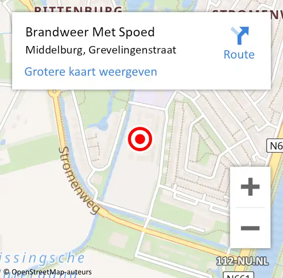 Locatie op kaart van de 112 melding: Brandweer Met Spoed Naar Middelburg, Grevelingenstraat op 28 december 2018 16:02