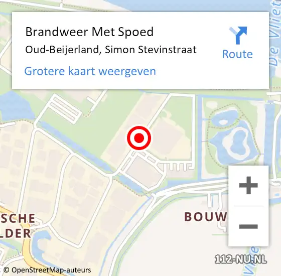 Locatie op kaart van de 112 melding: Brandweer Met Spoed Naar Oud-Beijerland, Simon Stevinstraat op 28 december 2018 16:22