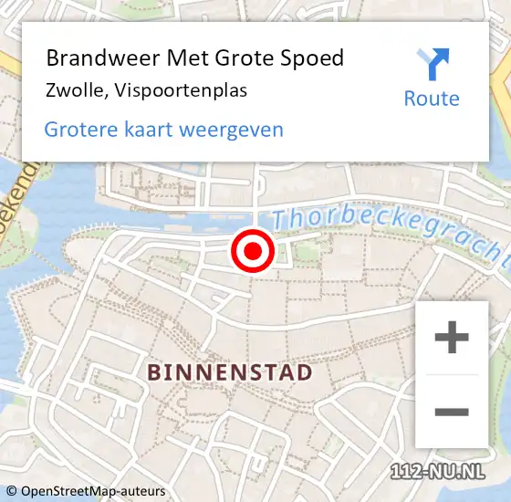 Locatie op kaart van de 112 melding: Brandweer Met Grote Spoed Naar Zwolle, Vispoortenplas op 28 december 2018 16:59