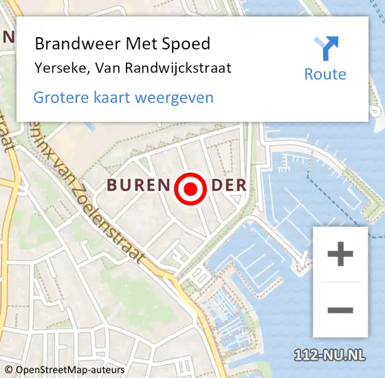 Locatie op kaart van de 112 melding: Brandweer Met Spoed Naar Yerseke, Van Randwijckstraat op 28 december 2018 17:14