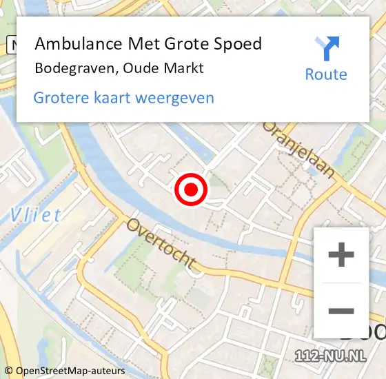 Locatie op kaart van de 112 melding: Ambulance Met Grote Spoed Naar Bodegraven, Oude Markt op 18 maart 2014 23:49