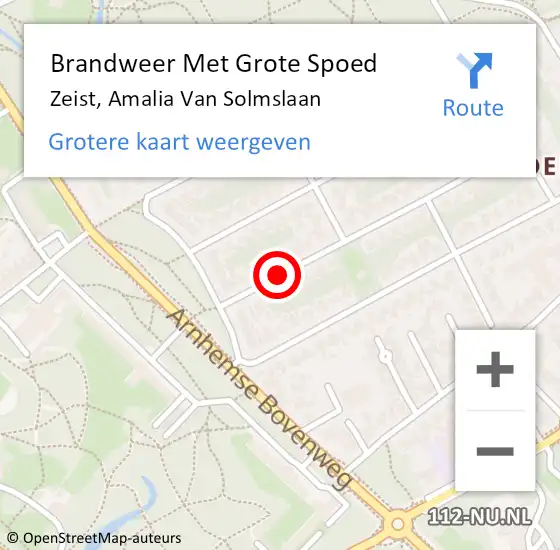 Locatie op kaart van de 112 melding: Brandweer Met Grote Spoed Naar Zeist, Amalia Van Solmslaan op 28 december 2018 17:34