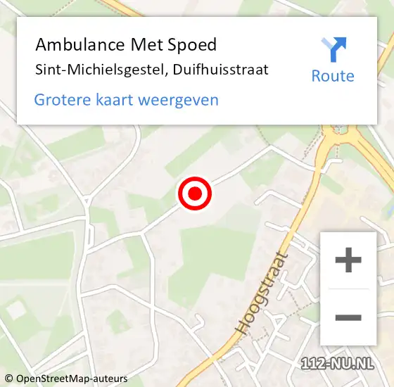 Locatie op kaart van de 112 melding: Ambulance Met Spoed Naar Sint-Michielsgestel, Duifhuisstraat op 28 december 2018 19:18