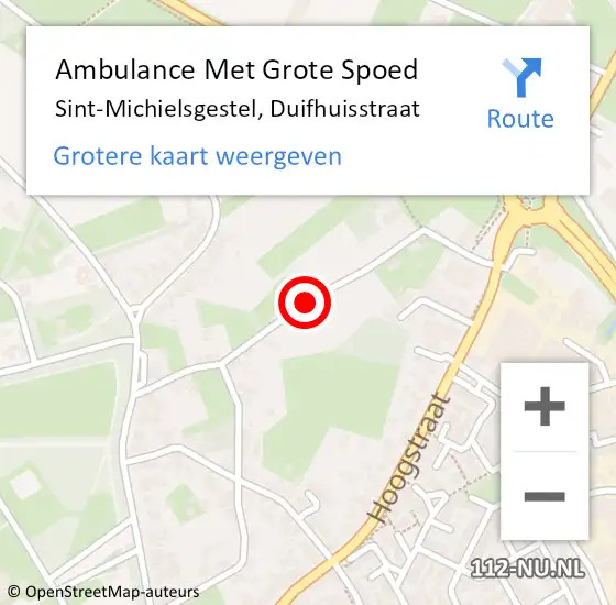 Locatie op kaart van de 112 melding: Ambulance Met Grote Spoed Naar Sint-Michielsgestel, Duifhuisstraat op 28 december 2018 19:19