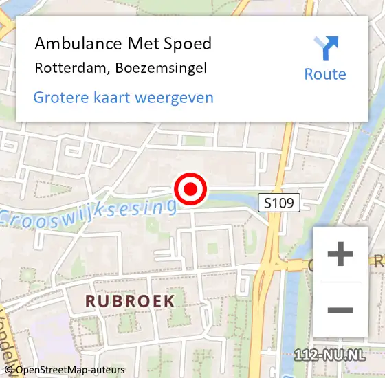 Locatie op kaart van de 112 melding: Ambulance Met Spoed Naar Rotterdam, Boezemsingel op 28 december 2018 19:27