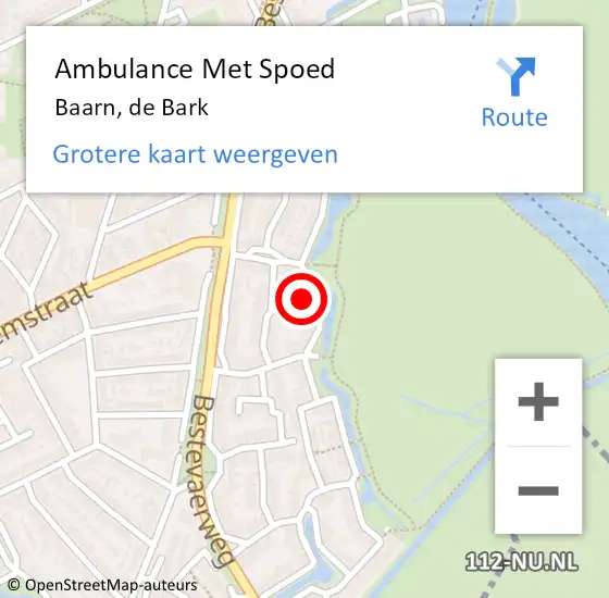 Locatie op kaart van de 112 melding: Ambulance Met Spoed Naar Baarn, de Bark op 19 maart 2014 00:22