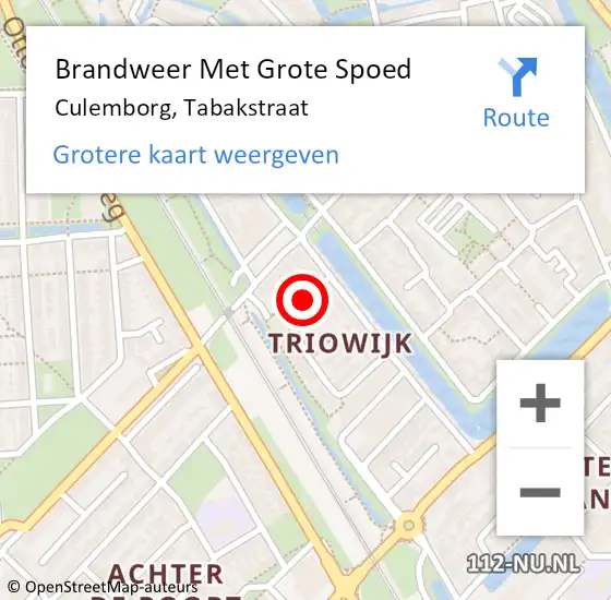 Locatie op kaart van de 112 melding: Brandweer Met Grote Spoed Naar Culemborg, Tabakstraat op 28 december 2018 19:59