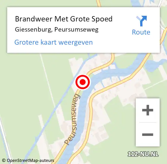 Locatie op kaart van de 112 melding: Brandweer Met Grote Spoed Naar Giessenburg, Peursumseweg op 28 december 2018 20:08