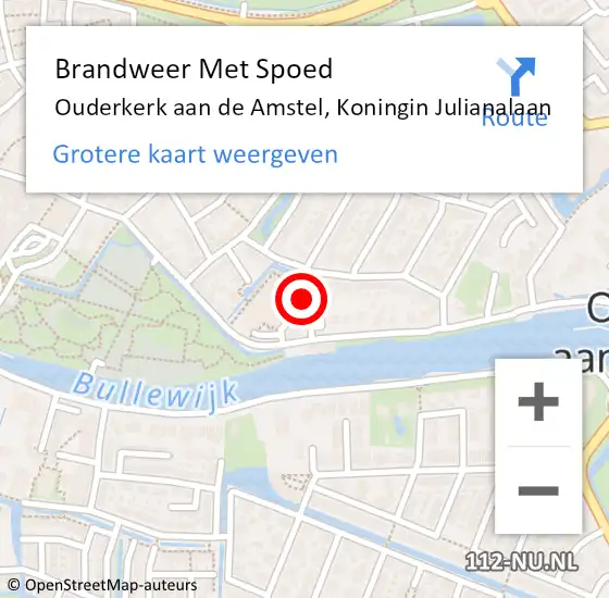 Locatie op kaart van de 112 melding: Brandweer Met Spoed Naar Ouderkerk aan de Amstel, Koningin Julianalaan op 28 december 2018 20:56