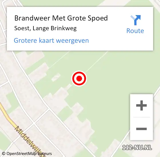 Locatie op kaart van de 112 melding: Brandweer Met Grote Spoed Naar Soest, Lange Brinkweg op 28 december 2018 21:30