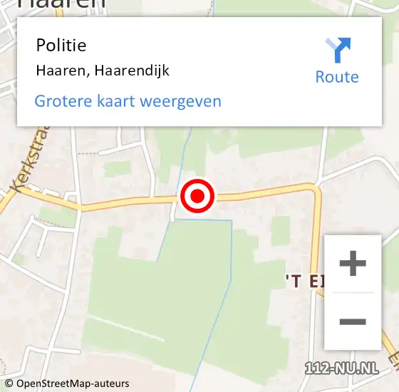 Locatie op kaart van de 112 melding: Politie Haaren, Haarendijk op 28 december 2018 21:57