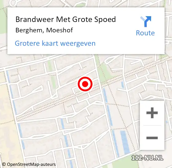 Locatie op kaart van de 112 melding: Brandweer Met Grote Spoed Naar Berghem, Moeshof op 28 december 2018 22:52