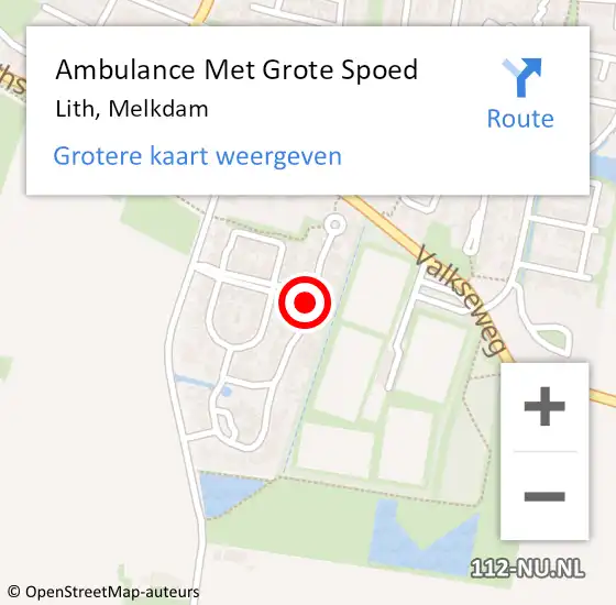 Locatie op kaart van de 112 melding: Ambulance Met Grote Spoed Naar Lith, Melkdam op 29 december 2018 00:05