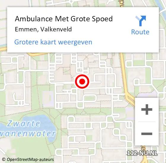 Locatie op kaart van de 112 melding: Ambulance Met Grote Spoed Naar Emmen, Valkenveld op 29 december 2018 00:53