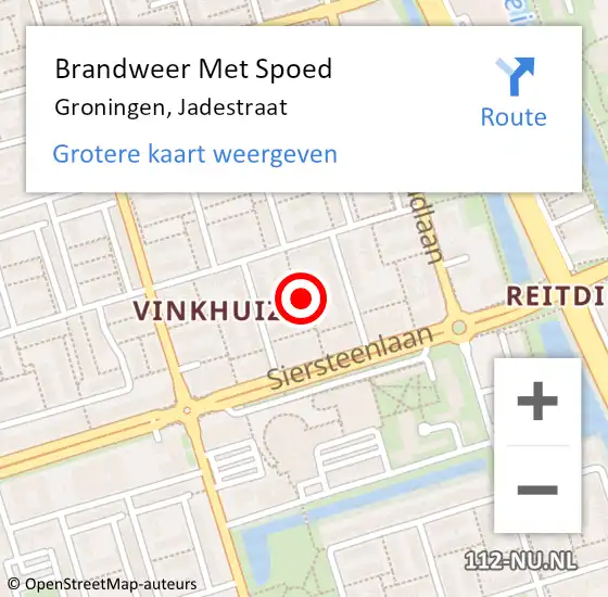 Locatie op kaart van de 112 melding: Brandweer Met Spoed Naar Groningen, Jadestraat op 29 december 2018 01:51