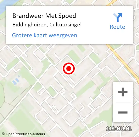 Locatie op kaart van de 112 melding: Brandweer Met Spoed Naar Biddinghuizen, Cultuursingel op 29 december 2018 03:28