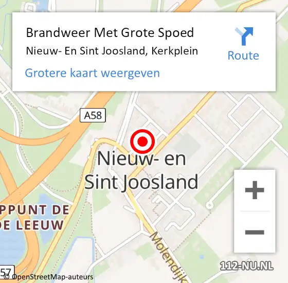 Locatie op kaart van de 112 melding: Brandweer Met Grote Spoed Naar Nieuw- En Sint Joosland, Kerkplein op 29 december 2018 04:28