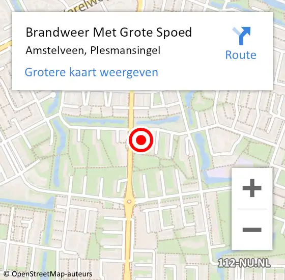 Locatie op kaart van de 112 melding: Brandweer Met Grote Spoed Naar Amstelveen, Plesmansingel op 29 december 2018 05:46