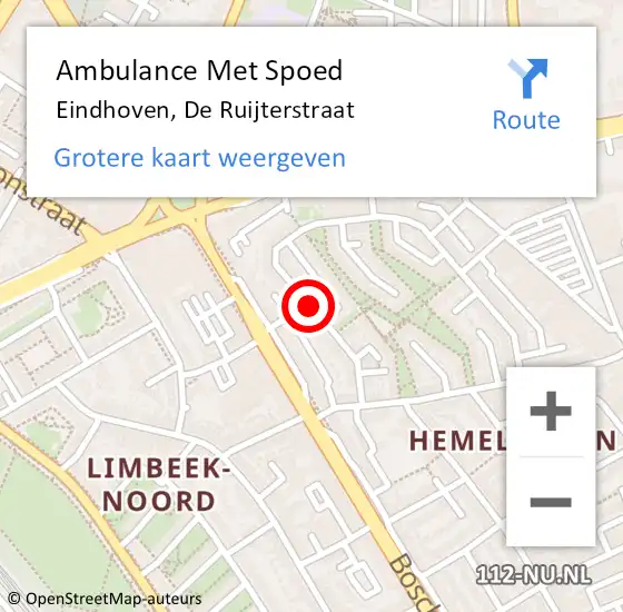 Locatie op kaart van de 112 melding: Ambulance Met Spoed Naar Eindhoven, De Ruijterstraat op 29 december 2018 06:29