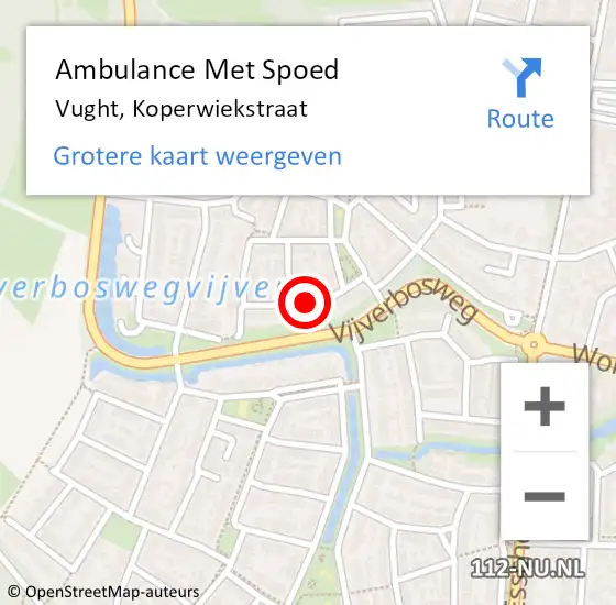 Locatie op kaart van de 112 melding: Ambulance Met Spoed Naar Vught, Koperwiekstraat op 29 december 2018 08:09