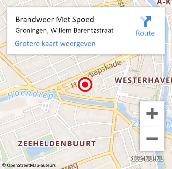 Locatie op kaart van de 112 melding: Brandweer Met Spoed Naar Groningen, Willem Barentzstraat op 19 maart 2014 01:44