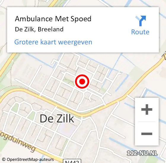 Locatie op kaart van de 112 melding: Ambulance Met Spoed Naar De Zilk, Breeland op 19 maart 2014 01:53