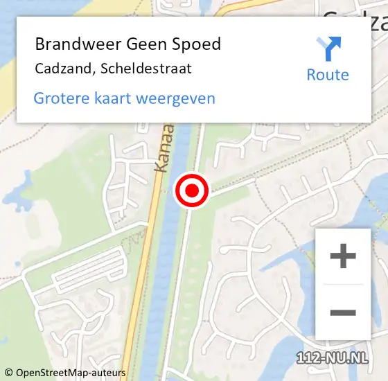 Locatie op kaart van de 112 melding: Brandweer Geen Spoed Naar Cadzand, Scheldestraat op 29 december 2018 09:59