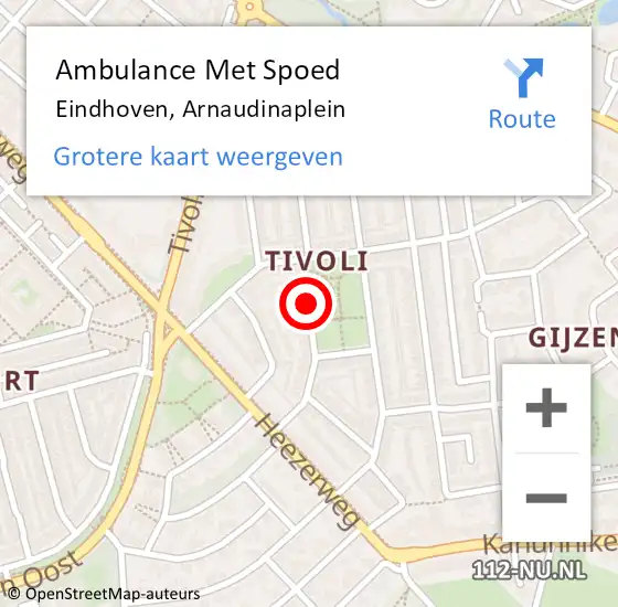 Locatie op kaart van de 112 melding: Ambulance Met Spoed Naar Eindhoven, Arnaudinaplein op 29 december 2018 12:13
