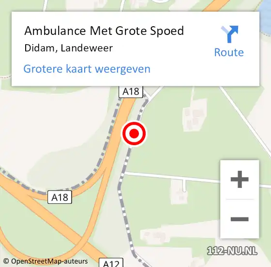 Locatie op kaart van de 112 melding: Ambulance Met Grote Spoed Naar Didam, Landeweer op 29 december 2018 12:23