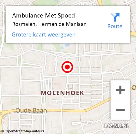 Locatie op kaart van de 112 melding: Ambulance Met Spoed Naar Rosmalen, Herman de Manlaan op 29 december 2018 12:27