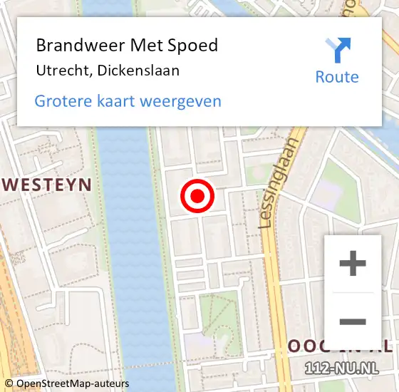 Locatie op kaart van de 112 melding: Brandweer Met Spoed Naar Utrecht, Dickenslaan op 29 december 2018 13:03