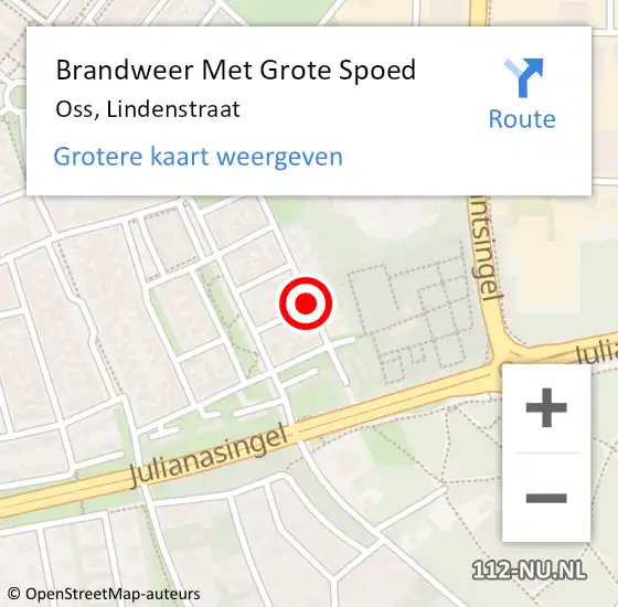 Locatie op kaart van de 112 melding: Brandweer Met Grote Spoed Naar Oss, Lindenstraat op 29 december 2018 13:21