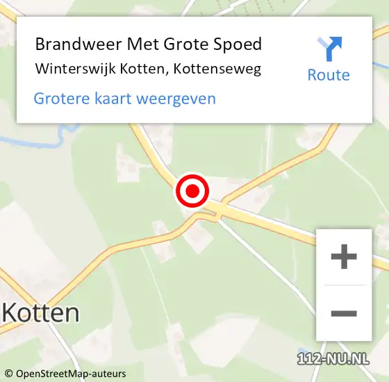 Locatie op kaart van de 112 melding: Brandweer Met Grote Spoed Naar Winterswijk Kotten, Kottenseweg op 29 december 2018 14:28