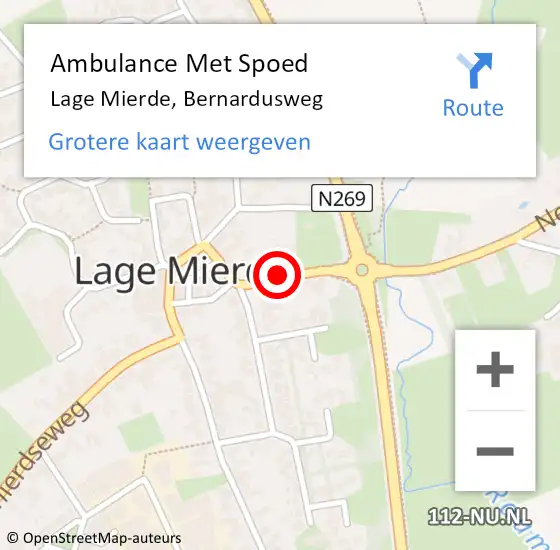 Locatie op kaart van de 112 melding: Ambulance Met Spoed Naar Lage Mierde, Bernardusweg op 29 december 2018 15:07