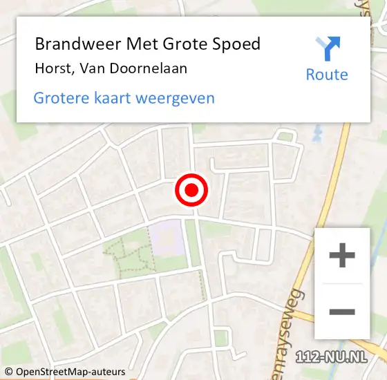 Locatie op kaart van de 112 melding: Brandweer Met Grote Spoed Naar Horst, Van Doornelaan op 29 december 2018 15:09